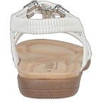 Women's JO & JOE Petula Wide Fitting Lightweight Sandals with Beaded Trim & Elasticated Back Strap - White