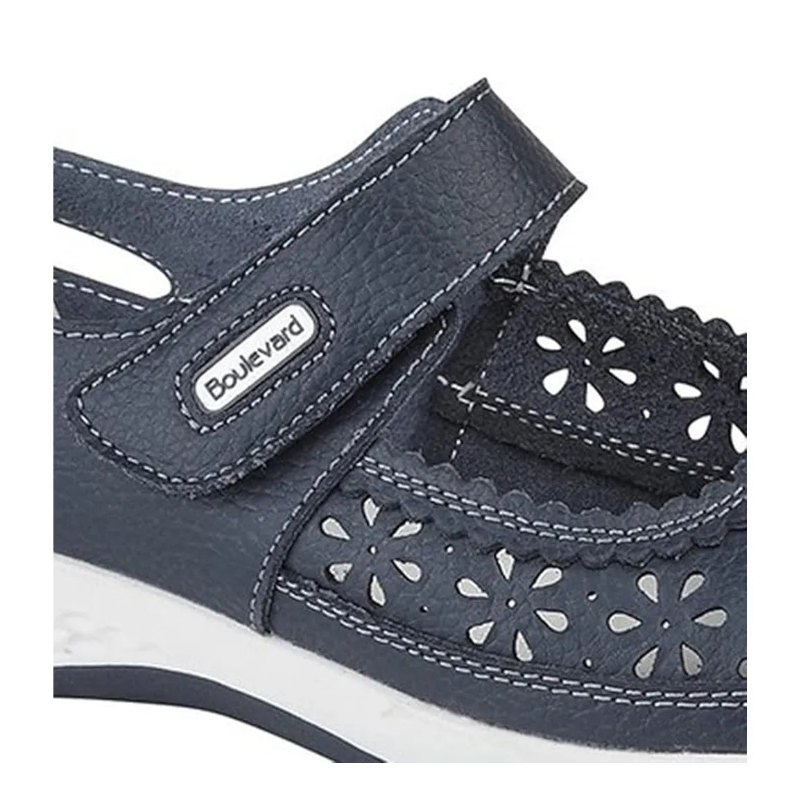 Women's Boulevard L9552 Extra Wide Fitting Touch Fastening Bar Shoes - Navy