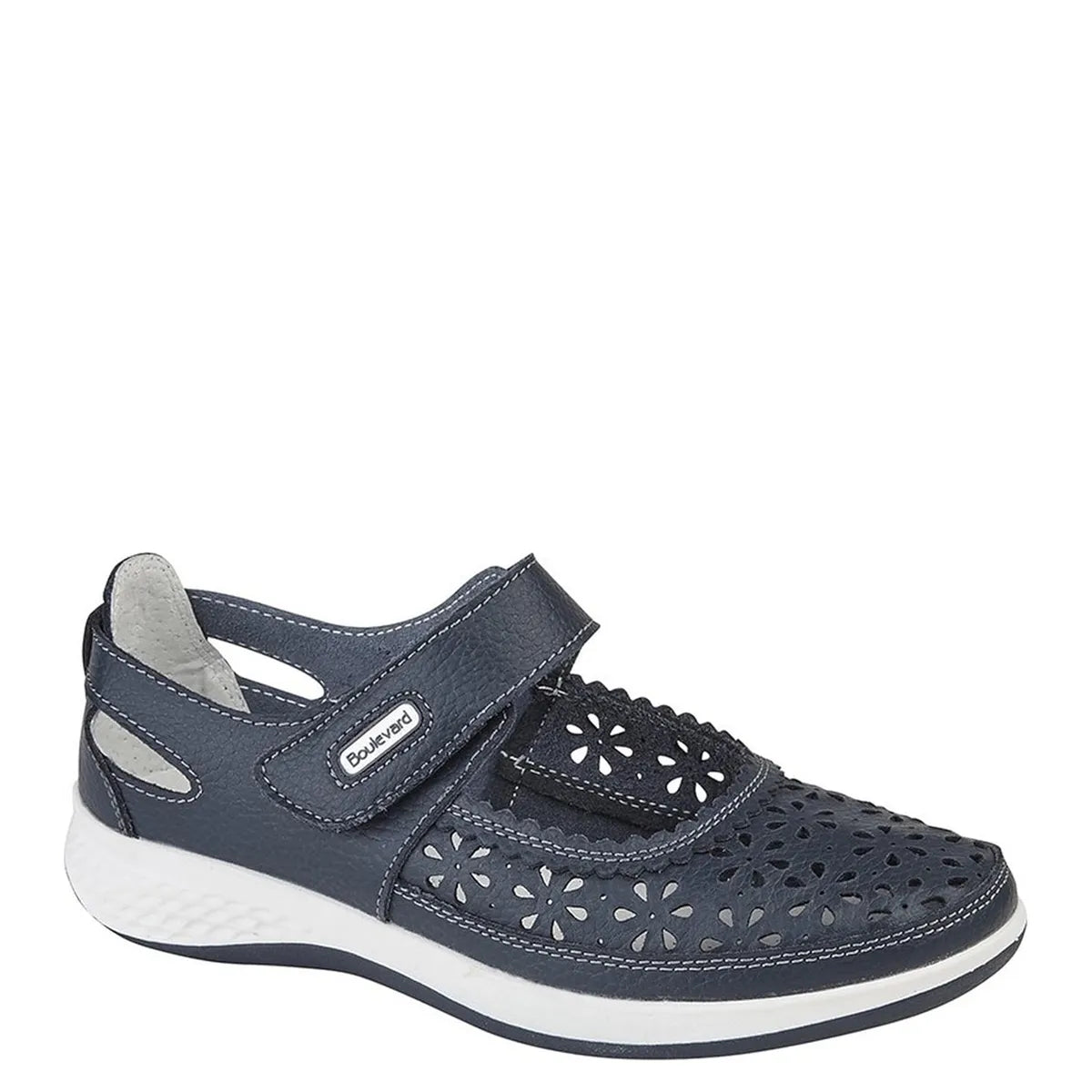 Women's Boulevard L9552 Extra Wide Fitting Touch Fastening Bar Shoes - Navy