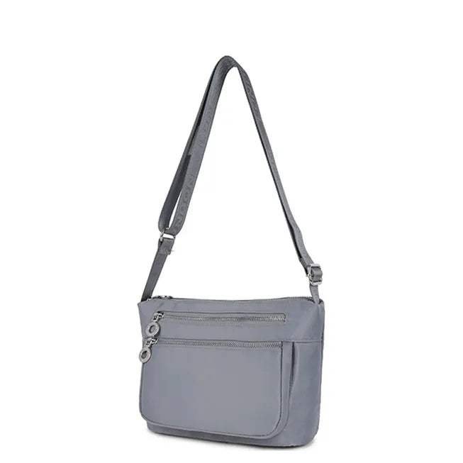 Women's Long &amp; Son Medium Lightweight Nylon Cross Body &amp; Shoulder Bag RF8838 - Grey Blue