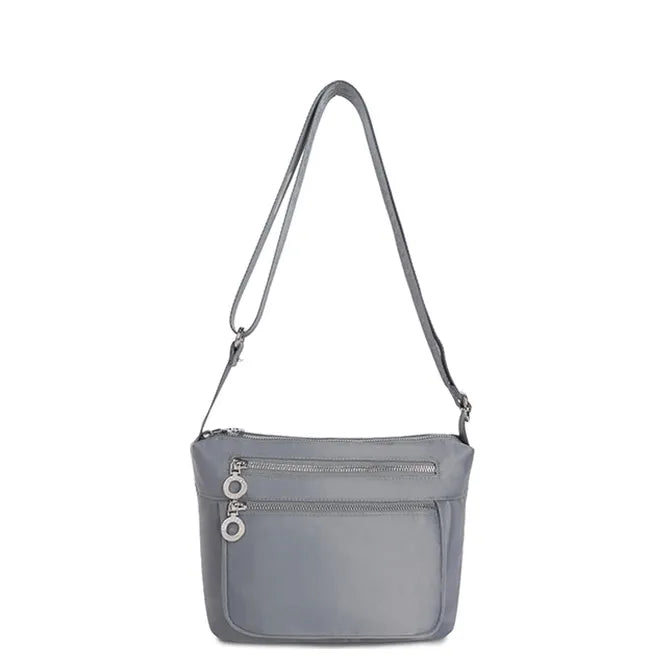 Women's Long &amp; Son Medium Lightweight Nylon Cross Body &amp; Shoulder Bag RF8838 - Grey Blue