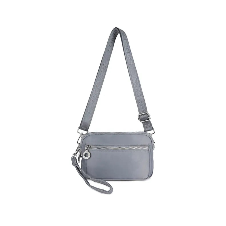 Women's Long &amp; Son Small Lightweight Nylon Cross Body Bag RF8841 - Grey Blue
