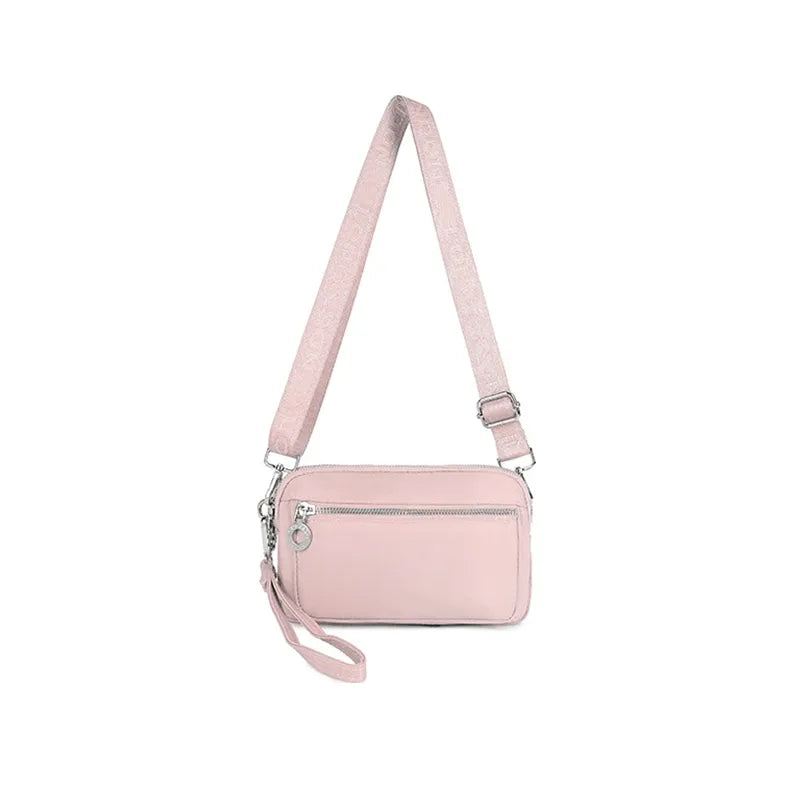 Women's Long &amp; Son Small Lightweight Nylon Cross Body Bag RF8841 - Pink