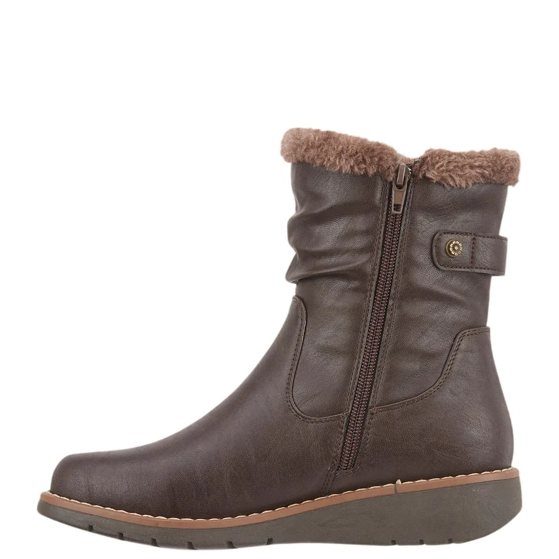 Women's Shoes By Emma Sage Warm Lined Wedge Heel Ankle Boots - Brown