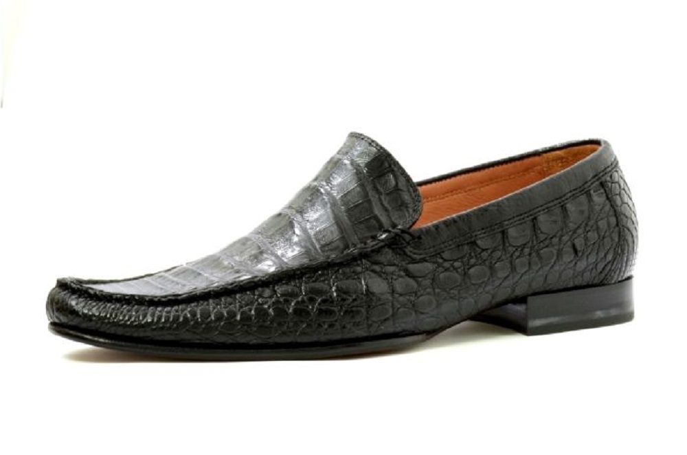 Men's EYE Exotic Alligator & Ostrich Skin Leather Shoes TS 170 - Black
