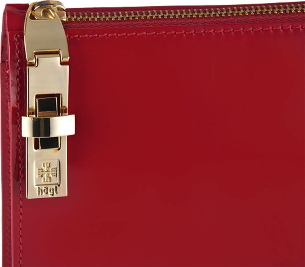 Red patent leather clutch clearance