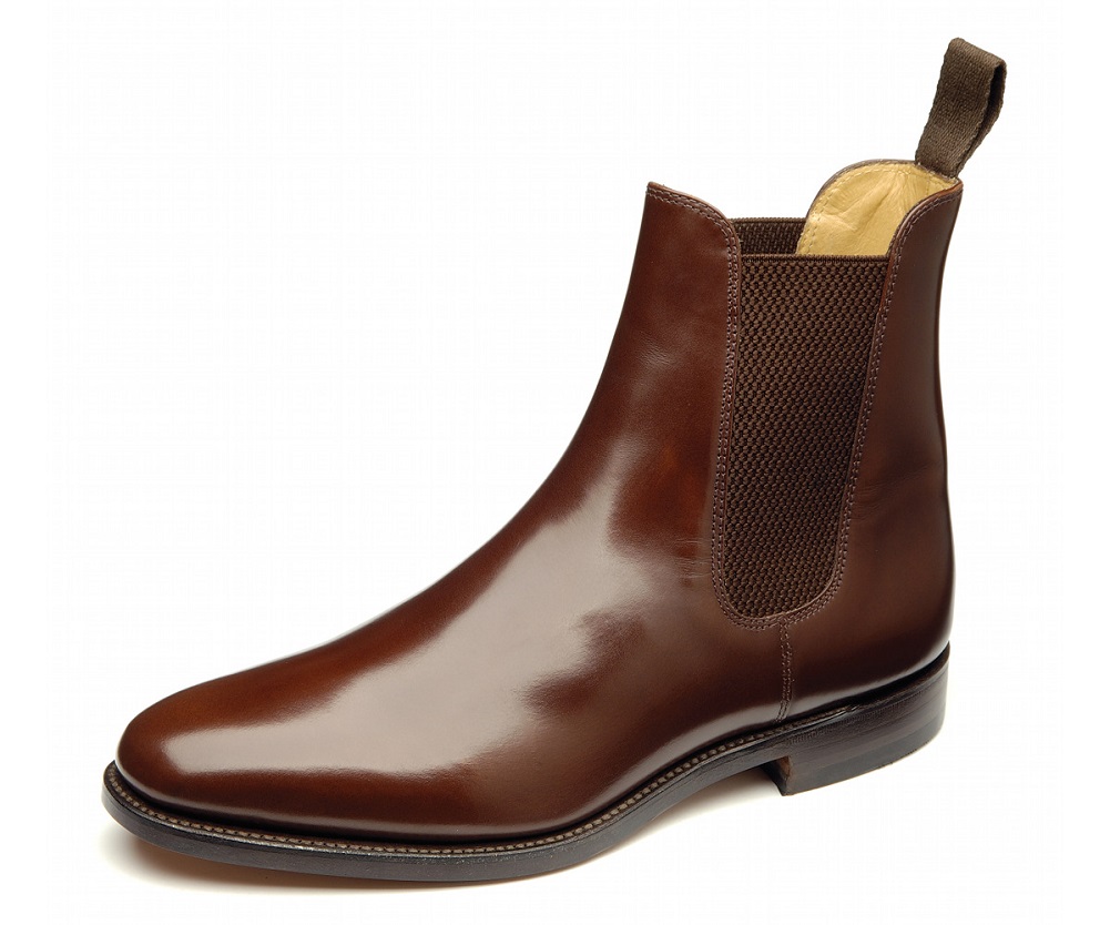 gå i stå Plantation maskinskriver Men's Loake 290T Chelsea Polished Leather Boots - Brown