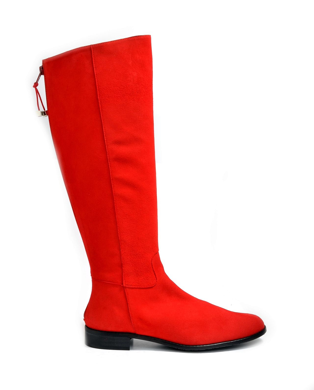 Womens Eye Knee High Leather Riding Boots J 16 Red Suede