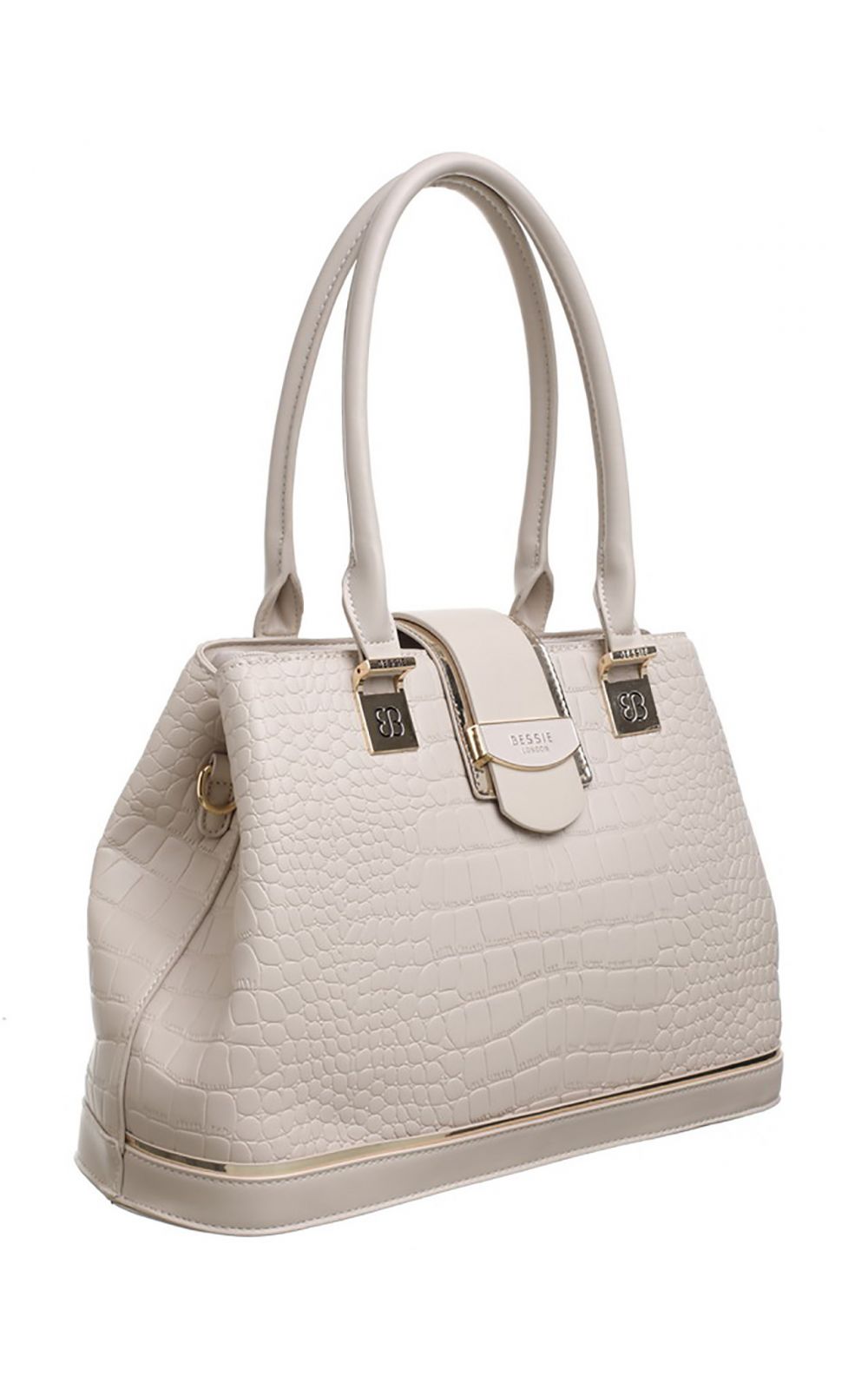 Women s BESSIE Croc Print Tote and Shoulder Bags BW5643 Beige