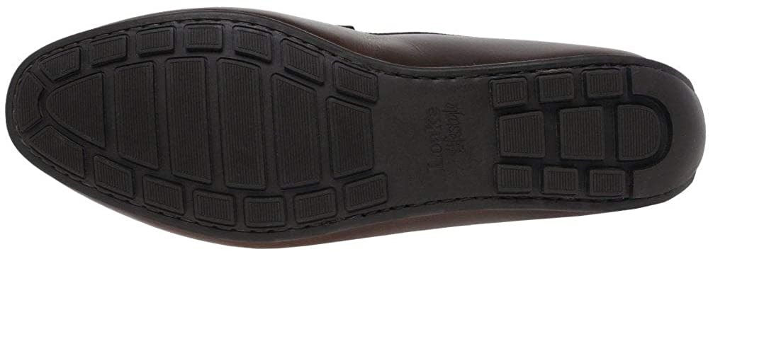 Men s LOAKE Goodwood Leather Moccasin Shoes Brown