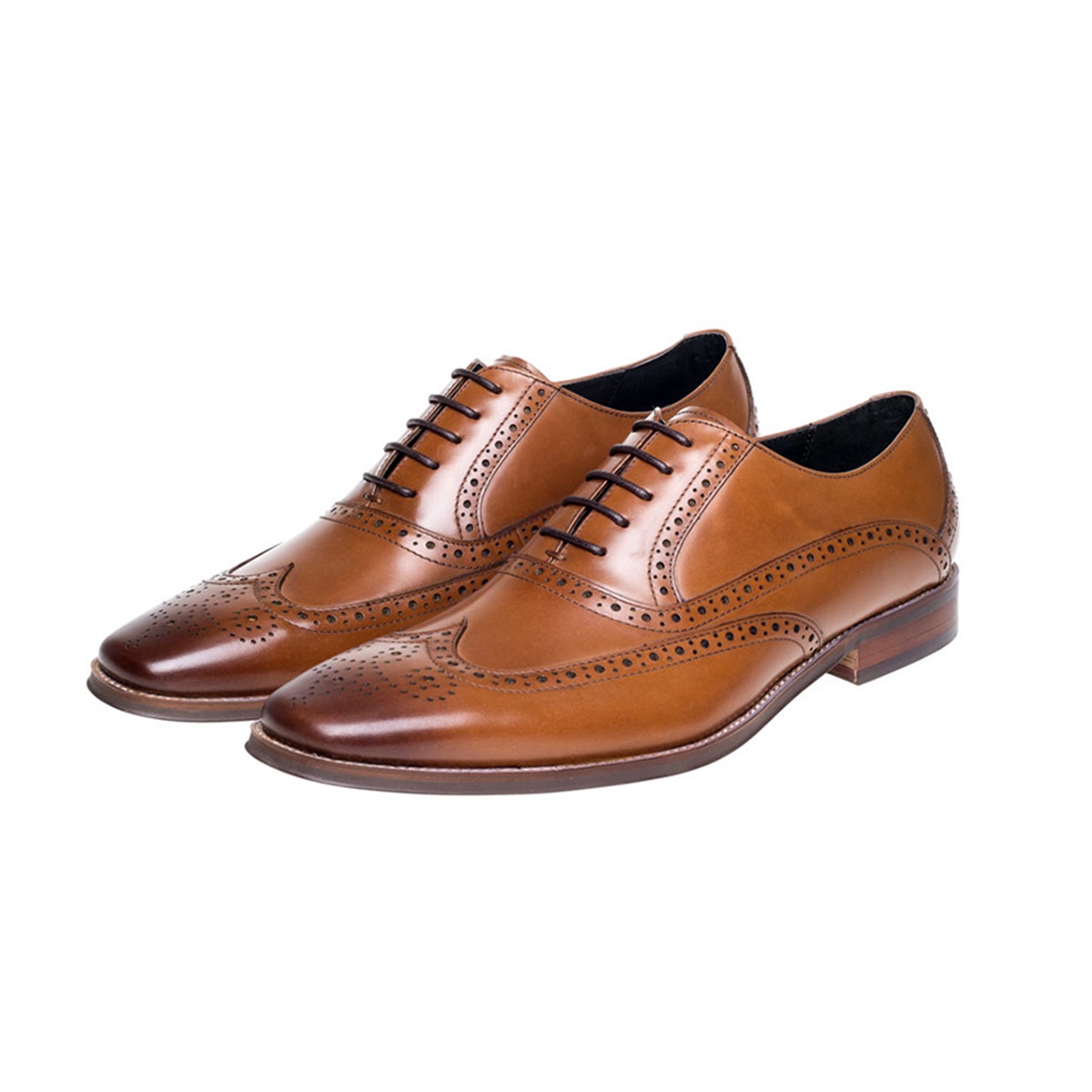 Men's John White Hercules Brogue Oxford Leather Shoes - Tan