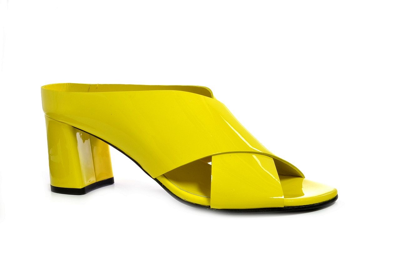 Yellow block heel sales mules