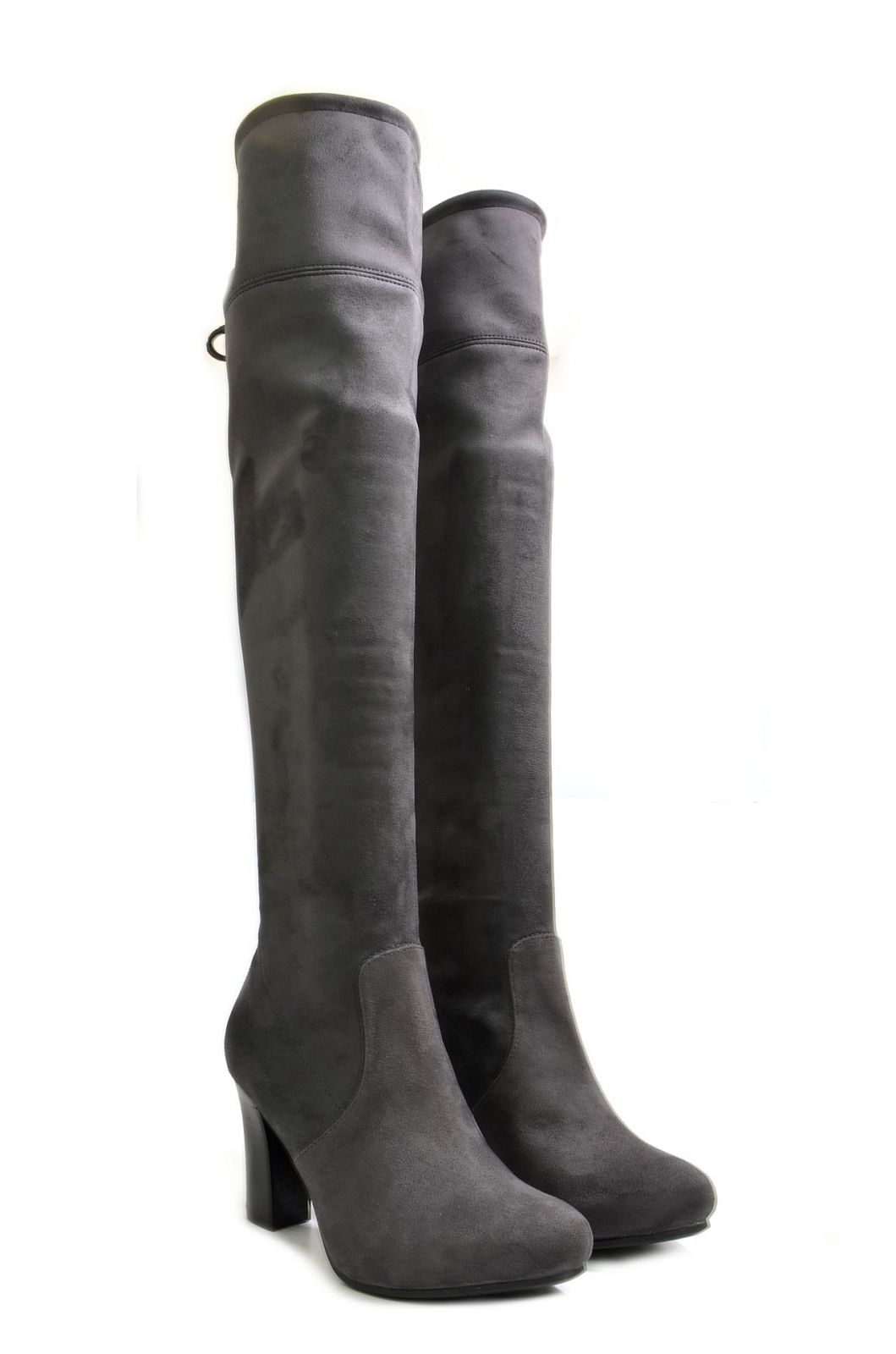 Women's PEDRO MIRALLES 21347 Stretch Over Knee High Heel Boots - Grey Suede