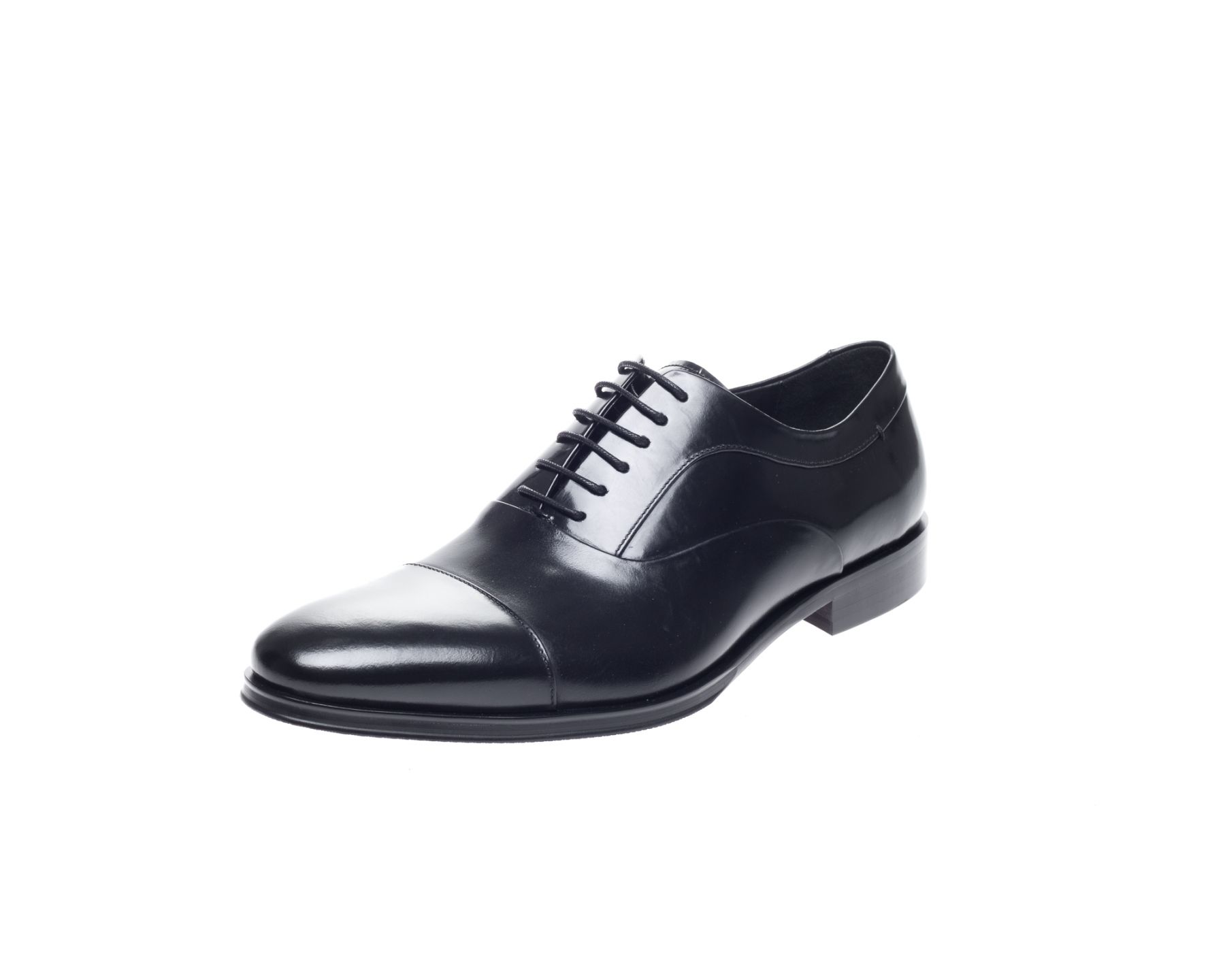 Men's John White Guildhall Capped Oxford Leather Shoes - Black