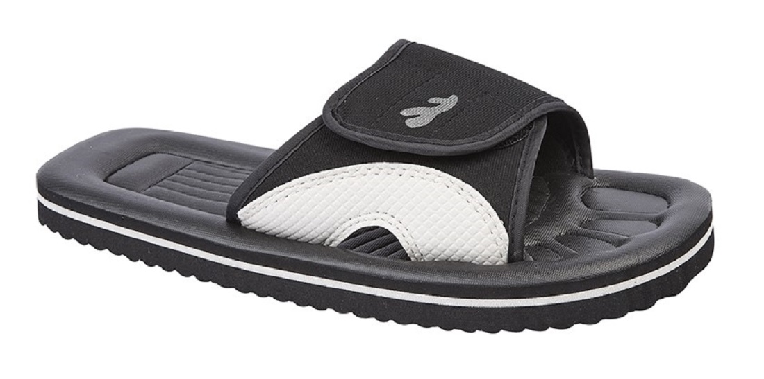 Men's PDQ Surfer Velcro Strap Beach Flip Flops - Black