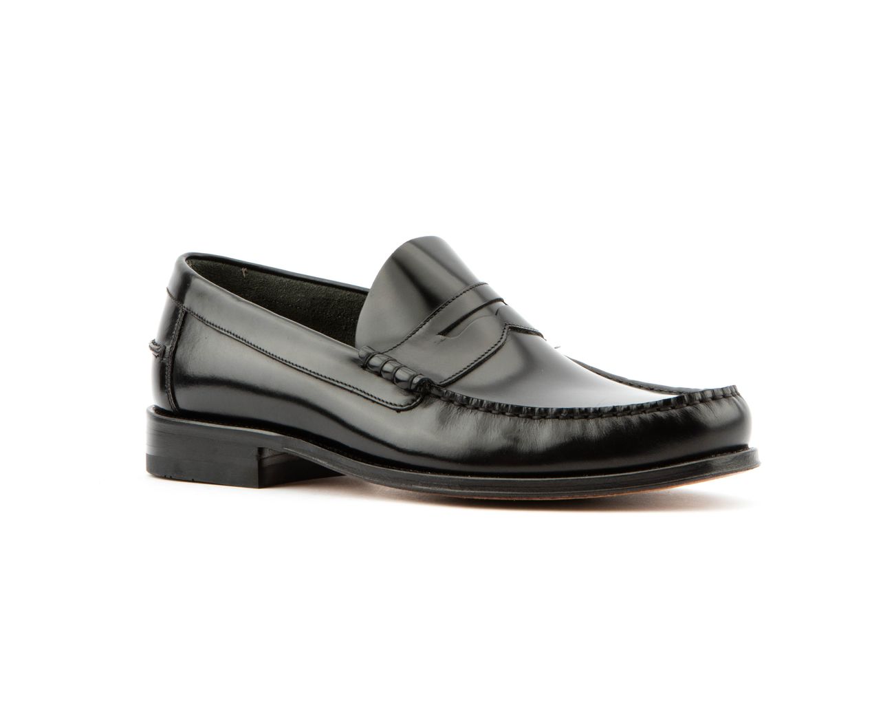 Men's LOAKE Princeton Polished Leather Moccasin Shoes - Black