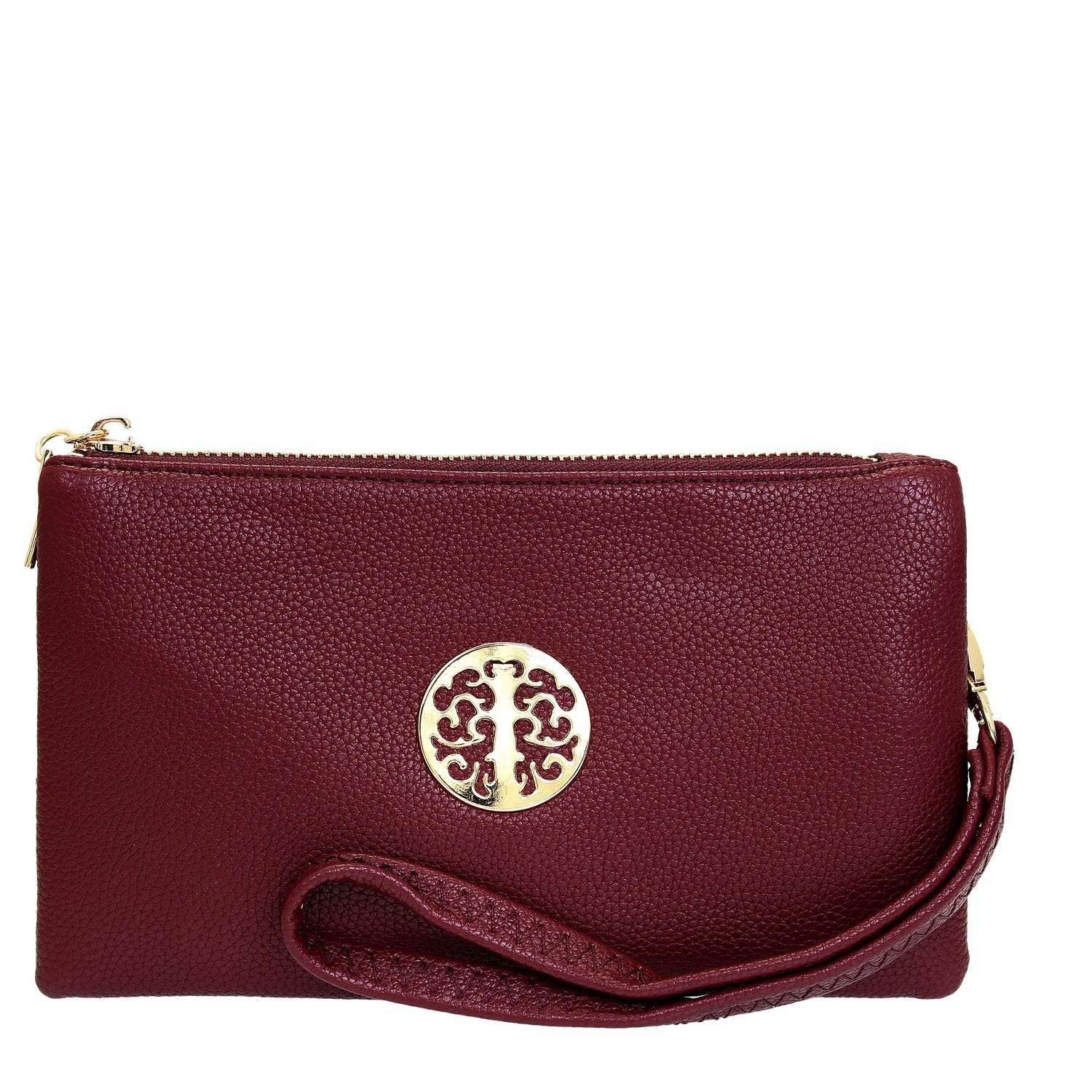 Women's Long & Son Small Clutch, Wristlet, Shoulder ,Cross-Body Bags 3141-  Burgundy