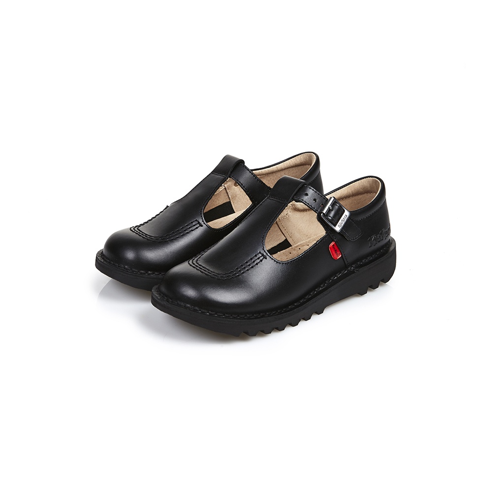 Girl s Kickers Kick T Bar Infant School Shoes Black